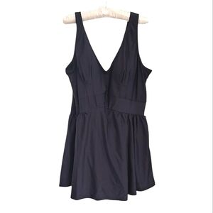 Beach Belle Black One-Piece Swimdress Padded V Neck Size 24